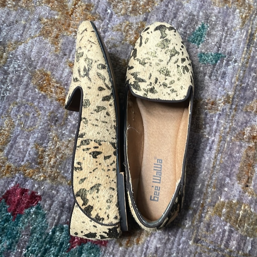Anthropologie Gee Wawa Metallic Calfskin Leather Loafers
